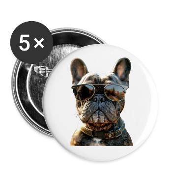 Bouledogue français motif chien bouledogues dogue allemand - Lot de 5 grands badges (56 mm) - blanc - Devant