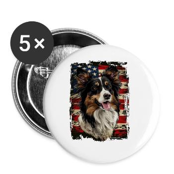 Collie, America Usa - Buttons large 2.2''/56 mm (5-pack) - white - Front