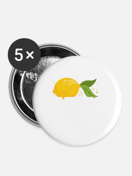 Squeeze The Day Zitrone - Buttons groß 56 mm (5er Pack) - Weiß