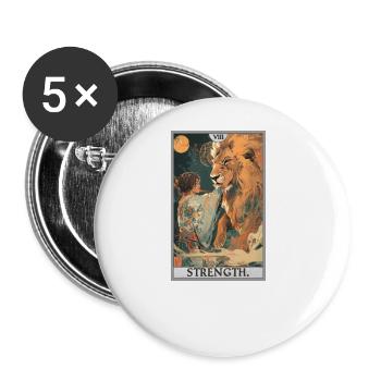 Tarotkarten Tarotkarte Strength Kraft - Buttons groß 56 mm (5er Pack) - Weiß - Vorne