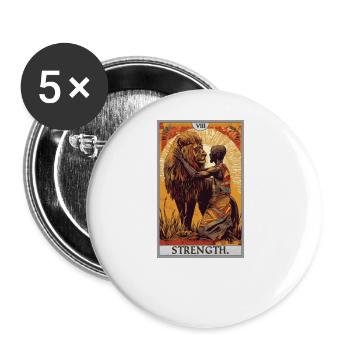 Tarotkarten Tarotkarte Strength Kraft - Buttons groß 56 mm (5er Pack) - Weiß - Vorne