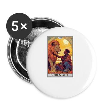 Tarotkarten Tarotkarte Strength Kraft - Buttons groß 56 mm (5er Pack) - Weiß - Vorne