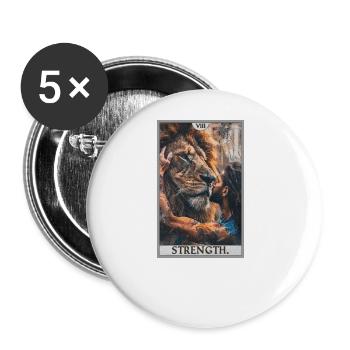 Tarotkarten Tarotkarte Strength Kraft - Buttons groß 56 mm (5er Pack) - Weiß - Vorne