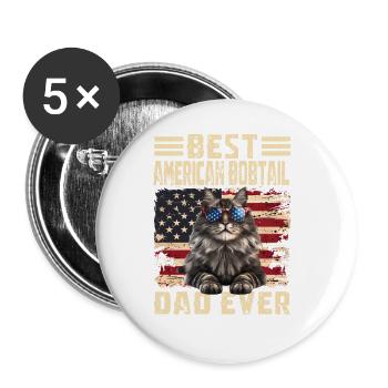 American Bobtail Dad - Buttons large 2.2''/56 mm (5-pack) - white - Front