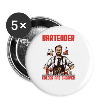 Bartender, We Serve Beer Colder Than Your Ex - Buttons groß 56 mm (5er Pack) - Weiß - Vorne