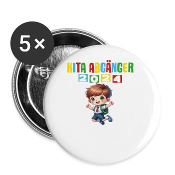 Jeunes sortant de la garderie 2024 Inscription à l’école 2024 - Lot de 5 grands badges (56 mm) - blanc - Devant