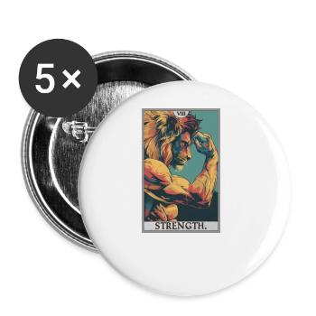 Tarotkarten Tarotkarte Strength Kraft - Buttons groß 56 mm (5er Pack) - Weiß - Vorne