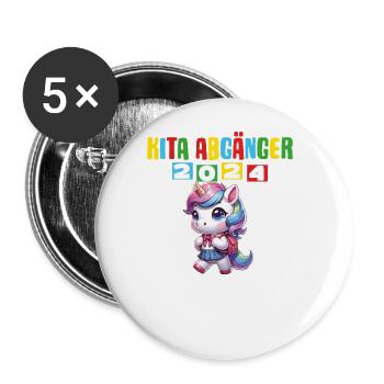 Kita Abgänger 2024 Einschulung 2024 - Buttons groß 56 mm (5er Pack) - Weiß - Vorne