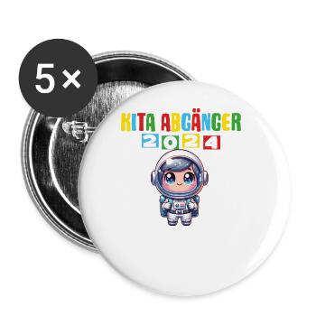 Kita Abgänger 2024 Einschulung 2024 - Buttons groß 56 mm (5er Pack) - Weiß - Vorne