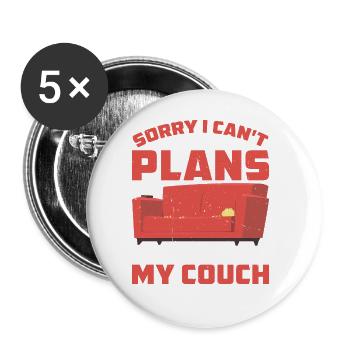 Désolé je ne peux pas, j’ai des projets avec mon canapé 3 - Lot de 5 grands badges (56 mm) - blanc - Devant