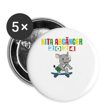 Kita Abgänger 2024 Einschulung 2024 - Buttons groß 56 mm (5er Pack) - Weiß - Vorne