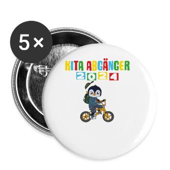 Kita Abgänger 2024 Einschulung 2024 - Buttons groß 56 mm (5er Pack) - Weiß - Vorne