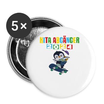 Kita Abgänger 2024 Einschulung 2024 - Buttons groß 56 mm (5er Pack) - Weiß - Vorne