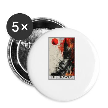 Tarot Cards Tarot Card The Tower The Tower - Buttons large 2.2''/56 mm (5-pack) - white - Front