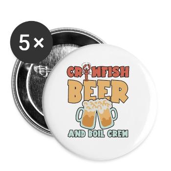 Écrevisses, Bière Et Boil Crew 4 - Lot de 5 grands badges (56 mm) - blanc - Devant