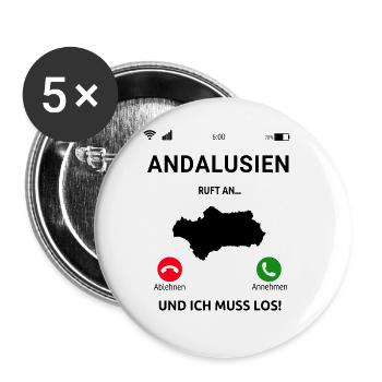 Andalusien Spanien Urlaub Idee - Buttons groß 56 mm (5er Pack) - Weiß - Vorne