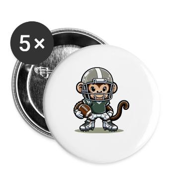 Cute American Football Player Monkey - Buttons groß 56 mm (5er Pack) - Weiß - Vorne