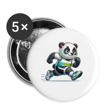 Cute Marathon Runner Panda - Buttons groß 56 mm (5er Pack) - Weiß - Vorne