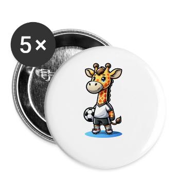 Mignon joueur de football girafe - Lot de 5 grands badges (56 mm) - blanc - Devant