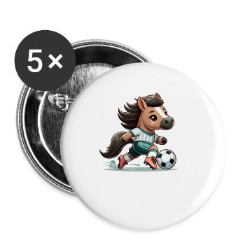 Cute Soccer Player Horse - Buttons groß 56 mm (5er Pack) - Weiß - Vorne
