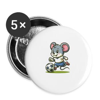 Cute Soccer Player Mouse - Buttons groß 56 mm (5er Pack) - Weiß - Vorne