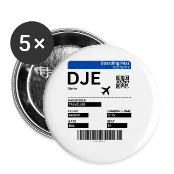 Djerba Boarding Pass Holiday Tunisia Idea - Buttons large 2.2''/56 mm (5-pack) - white - Front