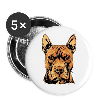 Pitbull Bulldog Pittie American Pitbull Terrier - Buttons large 2.2''/56 mm (5-pack) - white - Front