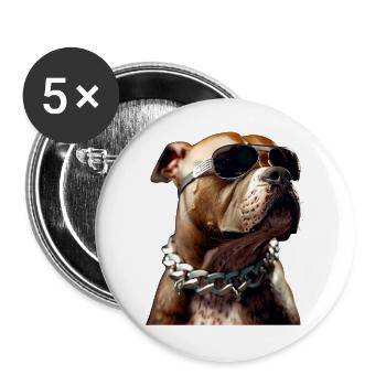 Pitbull Bulldog Pittie American Pitbull Terrier - Buttons large 2.2''/56 mm (5-pack) - white - Front