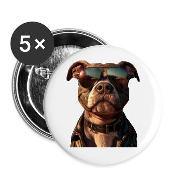 Pitbull Bulldog Pittie American Pitbull Terrier - Buttons large 2.2''/56 mm (5-pack) - white - Front