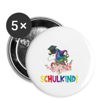 Écolier 2024 entrant à l'école - Lot de 5 grands badges (56 mm) - blanc - Devant