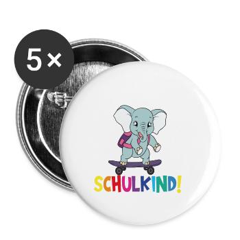 Écolier 2024 entrant à l'école - Lot de 5 grands badges (56 mm) - blanc - Devant