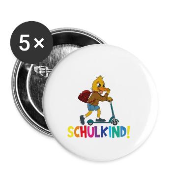 Écolier 2024 entrant à l'école - Lot de 5 grands badges (56 mm) - blanc - Devant