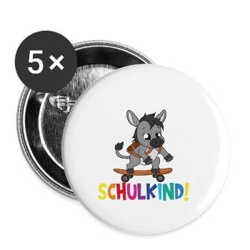 Écolier 2024 entrant à l'école - Lot de 5 grands badges (56 mm) - blanc - Devant
