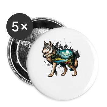 Wilderness Inside the Bear Retro Vintage - Buttons large 2.2''/56 mm (5-pack) - white - Front