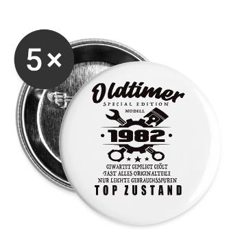 Vintage Car Special Edition Model 1982 Birthday - Buttons large 2.2''/56 mm (5-pack) - white - Front
