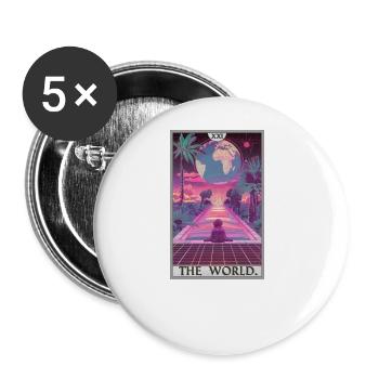 Tarot Card Tarot Card The World - Buttons large 2.2''/56 mm (5-pack) - white - Front