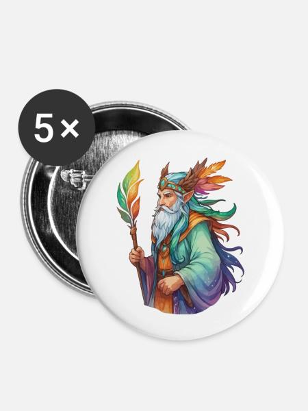 Druide Wasserfarben - Buttons groß 56 mm (5er Pack) - Weiß