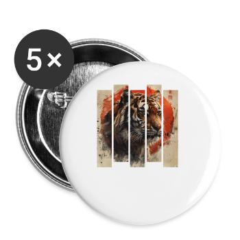 Tigre japonais rétro des années 80 - Lot de 5 grands badges (56 mm) - blanc - Devant