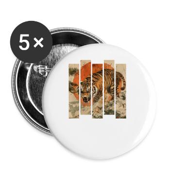 Tigre japonais rétro des années 80 - Lot de 5 grands badges (56 mm) - blanc - Devant