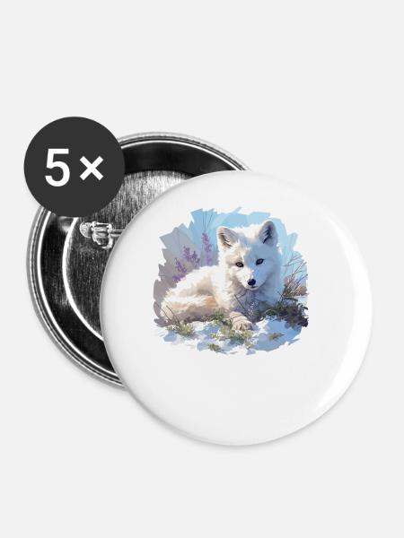Arctic Fox Polarfüchse Polarfuchs - Buttons groß 56 mm (5er Pack) - Weiß