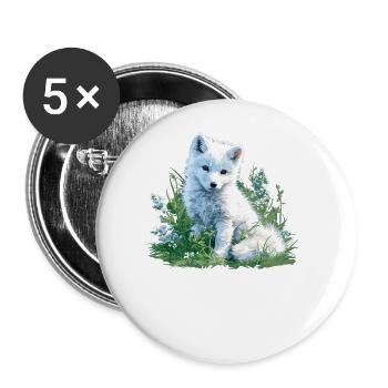 Arctic Fox Polarfüchse Polarfuchs - Buttons large 2.2''/56 mm (5-pack) - white - Front