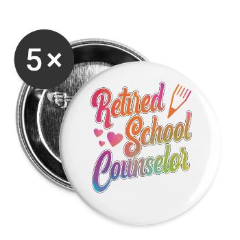 School Counselor Retired - Buttons large 2.2''/56 mm (5-pack) - white - Front