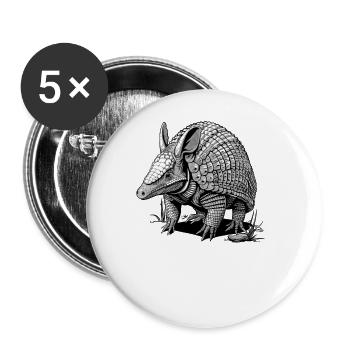 Armadillo Gürteltiere Gürteltier - Buttons groß 56 mm (5er Pack) - Weiß - Vorne