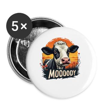 Kühe Muh Kuh Moo Rindvieh Milchkuh Milchbauer - Buttons groß 56 mm (5er Pack) - Weiß - Vorne