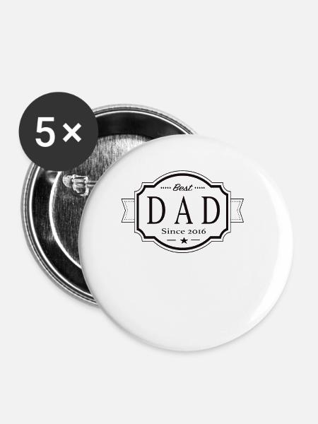 Bester Papa seit 2016 - Buttons groß 56 mm (5er Pack) - Weiß