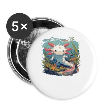 Axolotl - Buttons large 2.2''/56 mm (5-pack) - white - Front