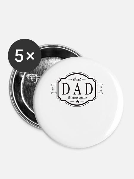 Bester Papa seit 2019 - Buttons groß 56 mm (5er Pack) - Weiß