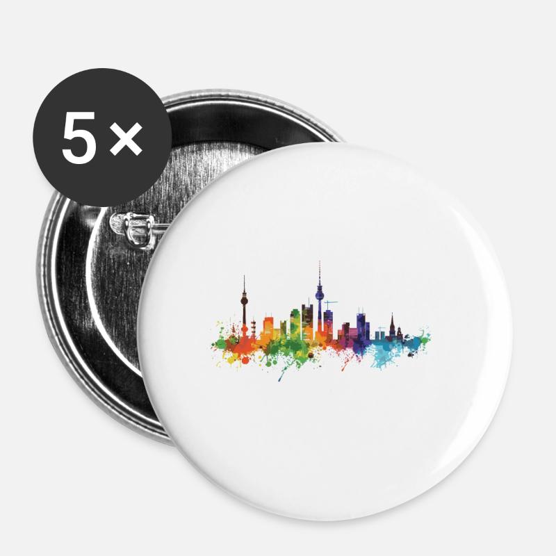 Stuttgart - Buttons groß 56 mm (5er Pack) - Weiß