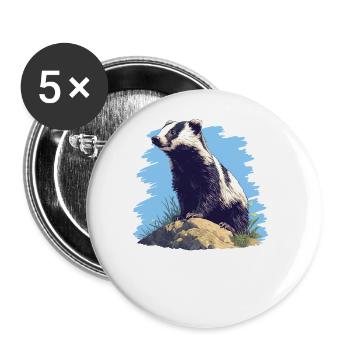 Badger Dachse Dachs - Buttons groß 56 mm (5er Pack) - Weiß - Vorne