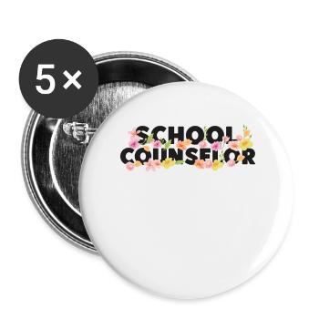 School Counselor Flower Floral - Buttons large 2.2''/56 mm (5-pack) - white - Front